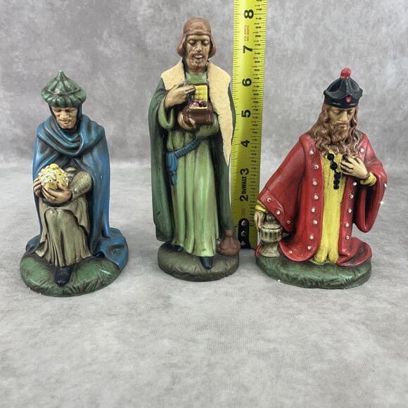 Vtg Holland Mold 3 Wise Men Ceramic Hand Painted 8" Tall Nativity Figurines - Picture 2 of 9